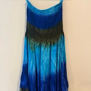 Sundress Tye Dyed Blue Women’s One Sz. Boho style. Brand India Boutique.